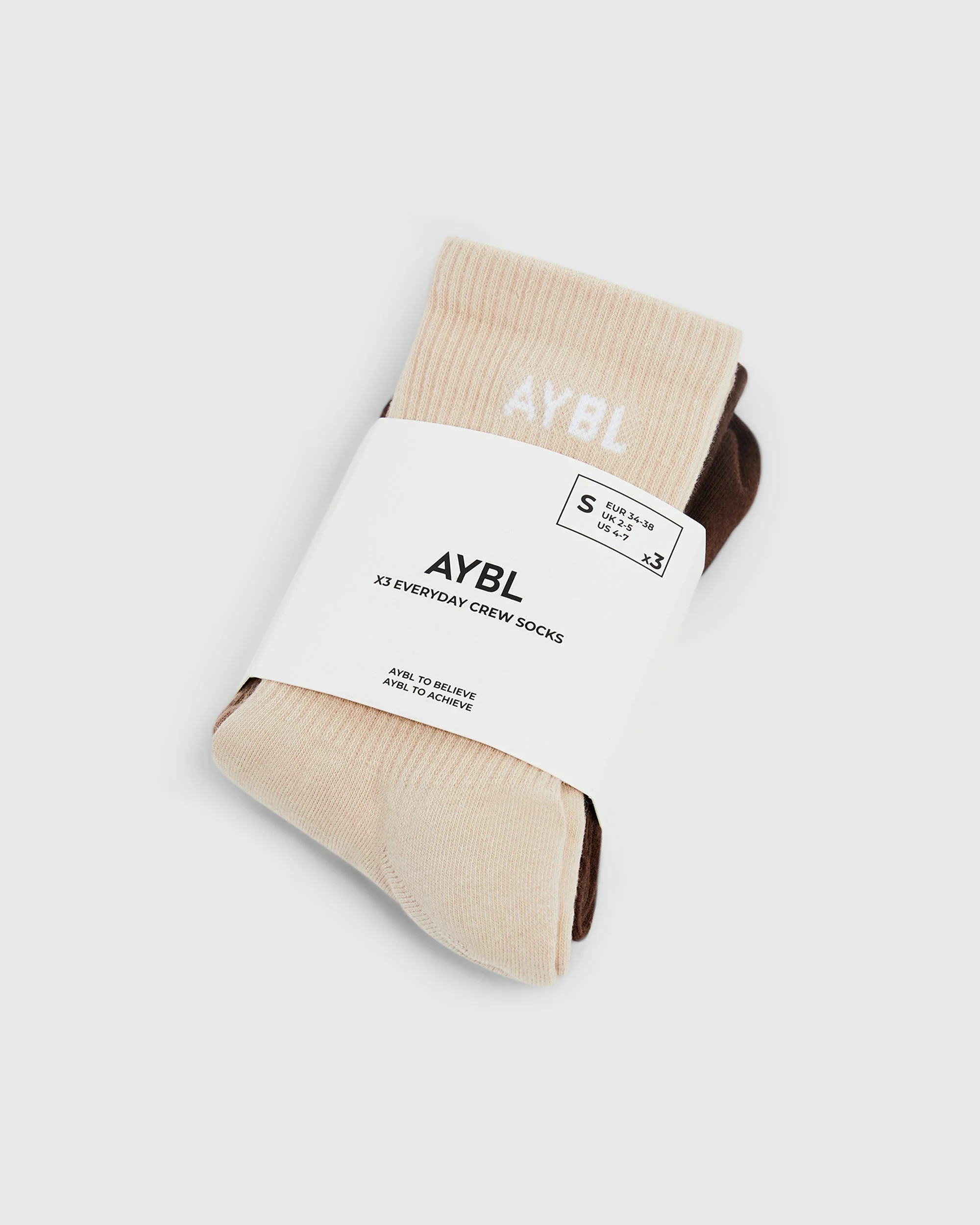 Everyday Crew Socks (3 Pack) - Nude/Mocha/Brown - Image 6